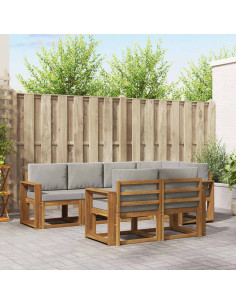 Set di divani con cuscino 7 pcs Grigio Naturale e Chiaro