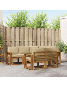 Set di divani con cuscino 7 pcs Naturale e Beige