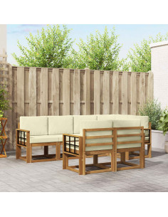 Set di divani con cuscino 7 pcs Naturale e Crema