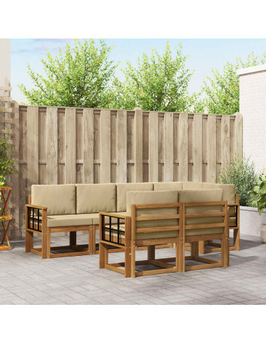 Set di divani con cuscino 7 pcs Naturale e Beige