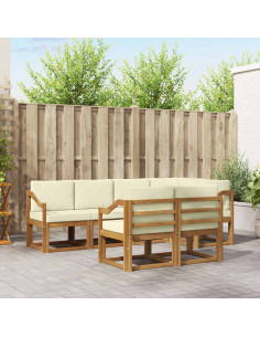 Set di divani con cuscino 7 pcs Naturale e Crema