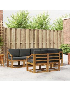 Set di divani con cuscino 7 pcs Naturale e Antracite