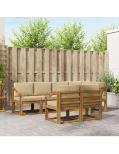 Set di divani con cuscino 7 pcs Naturale e Beige
