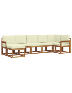 Set di divani con cuscino 7 pcs Naturale e Crema