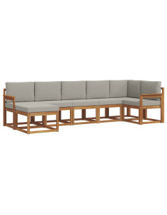 Set di divani con cuscino 7 pcs Grigio Naturale e Chiaro