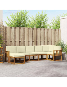 Set di divani con cuscino 7 pcs Naturale e Crema