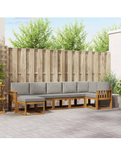 Set di divani con cuscino 7 pcs Grigio Naturale e Chiaro