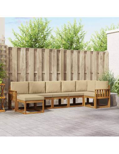 Set di divani con cuscino 7 pcs Naturale e Beige