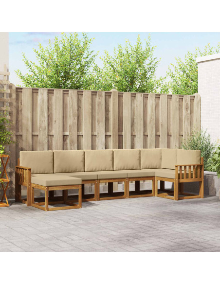 Set di divani con cuscino 7 pcs Naturale e Beige