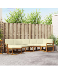 Set di divani con cuscino 7 pcs Naturale e Crema