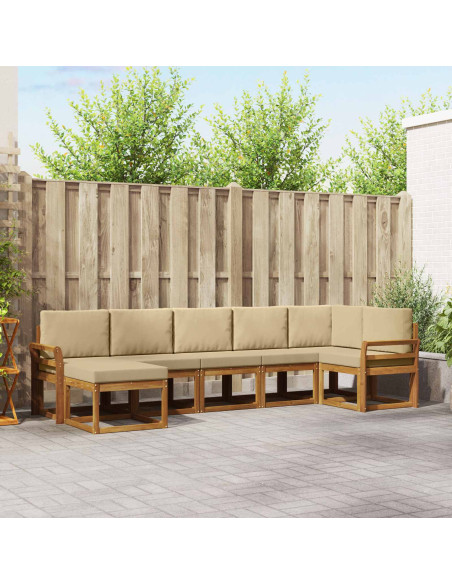 Set di divani con cuscino 7 pcs Naturale e Beige