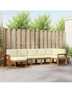 Set di divani con cuscino 7 pcs Naturale e Crema