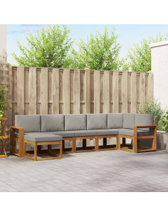 Set di divani con cuscino 7 pcs Grigio Naturale e Chiaro