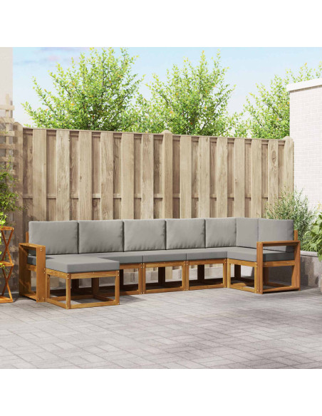 Set di divani con cuscino 7 pcs Grigio Naturale e Chiaro