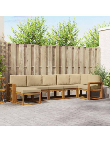 Set di divani con cuscino 7 pcs Naturale e Beige