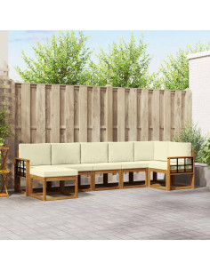 Set di divani con cuscino 7 pcs Naturale e Crema