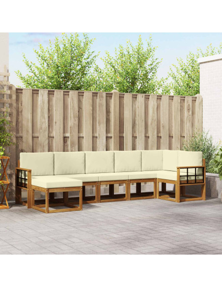 Set di divani con cuscino 7 pcs Naturale e Crema