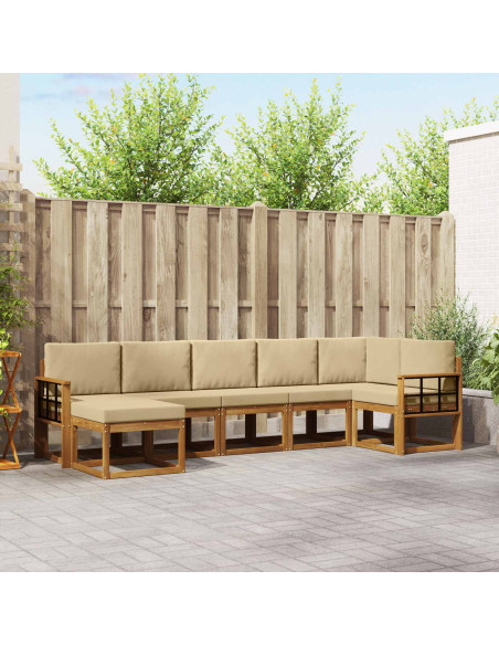 Set di divani con cuscino 7 pcs Naturale e Beige