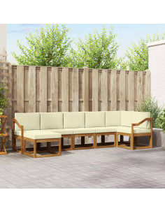 Set di divani con cuscino 7 pcs Naturale e Crema