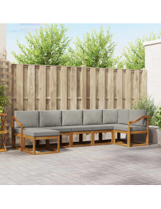 Set di divani con cuscino 7 pcs Grigio Naturale e Chiaro