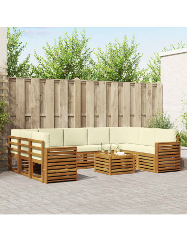Set divani 10 pcs Naturale e Crema Legno di Acacia Massello