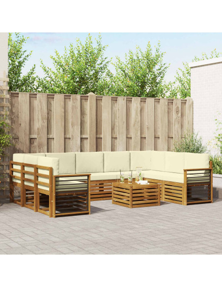 Set divani 10 pcs Naturale e Crema Legno di Acacia Massello