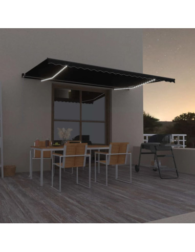 Tenda da Sole Retrattile Manuale con LED 500x350 cm Antracite