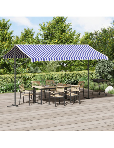 Tenda da Sole Blu e Bianca 400x300 cm in Tessuto e Acciaio