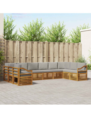 Set divani con cuscino 10 pcs Grigio Naturale e Chiaro