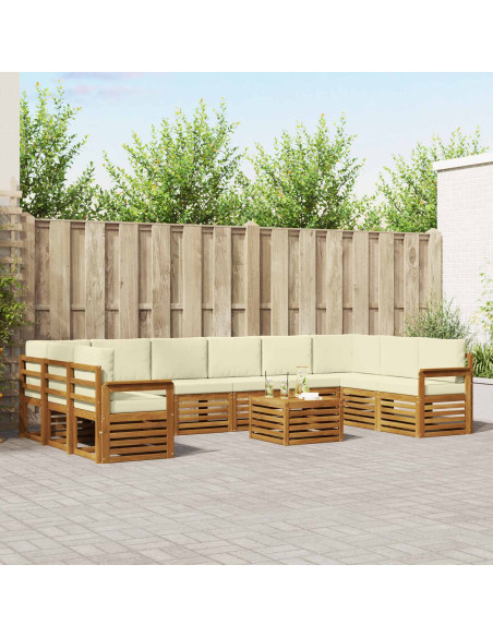 Set divani 11 pcs Naturale e Crema Legno di Acacia Massello