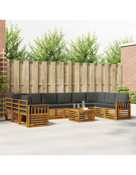 Set divani 11 pcs Naturale e Antracite Legno di Acacia Massello