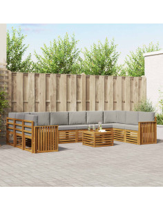 Set divani con cuscino 11 pcs Grigio Naturale e Chiaro