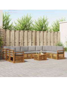 Set divani con cuscino 11 pcs Grigio Naturale e Chiaro