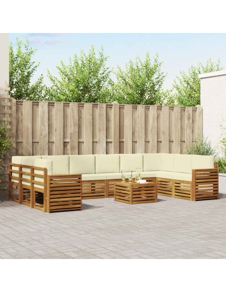 Set divani 11 pcs Naturale e Crema Legno di Acacia Massello