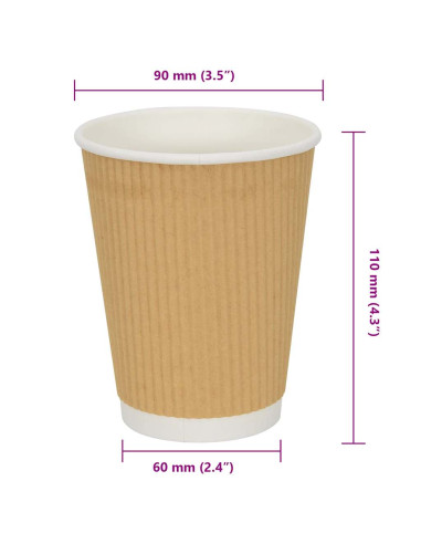 Bicchieri da Caffè in Carta 500 pz 12oz 300ml Marrone