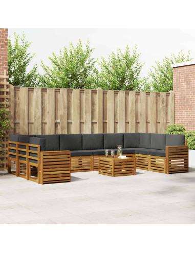 Set divani 11 pcs Naturale e Antracite Legno di Acacia Massello