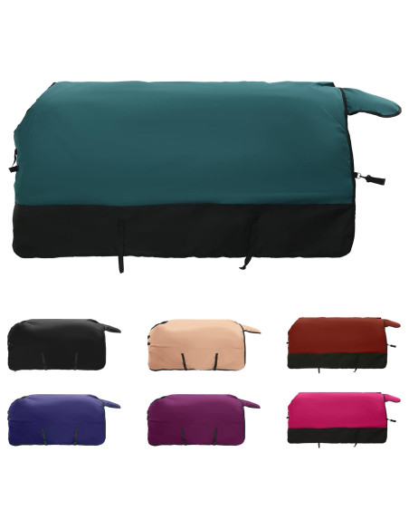 Coperta per Cavalli Verde Scuro e Nero 145 cm Poliestere