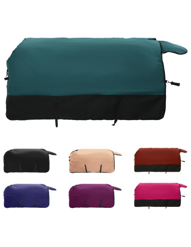 Coperta per Cavalli Verde Scuro e Nero 155 cm Poliestere