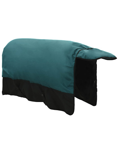 Coperta per Cavalli Verde Scuro e Nero 155 cm Poliestere