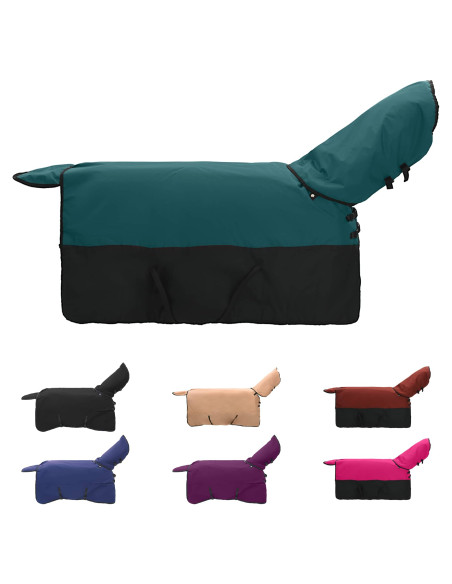 Coperta per Cavalli Verde Scuro e Nero 75 cm Poliestere