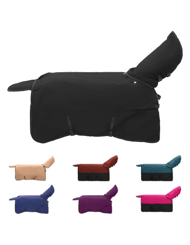 Coperta per Cavalli Verde Scuro e Nero 145 cm Poliestere