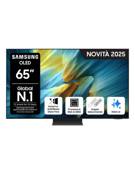 Samsung OLED AI TV 65" QE65S95FATXZT 4K, Processore NQ4 AI Gen3, 4K AI Upscaling Pro, Glare Free, OLED HDR Pro, Dolby Atmos & OT