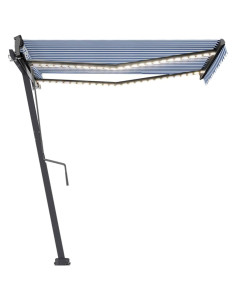 Tenda Automatica con Sensore Vento e LED 350x250 cm Blu Bianca