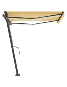 Tenda Automatica Sensore Vento e LED 350x250 cm Gialla Bianca