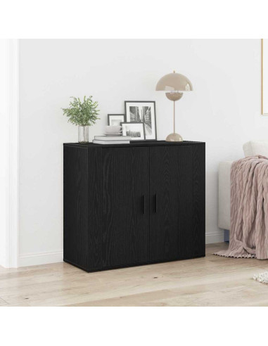 Credenza Rovere Nero 80 x 33 x 70 cm Legno multistrato