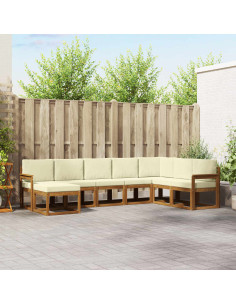 Set di divani con cuscino 8 pcs Naturale e Crema