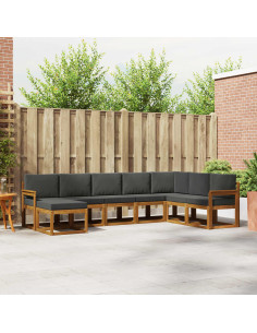 Set di divani con cuscino 8 pcs Naturale e Antracite