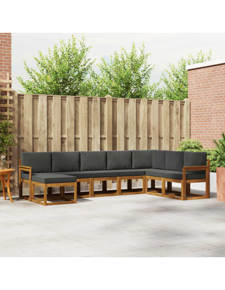 Set di divani con cuscino 8 pcs Naturale e Antracite