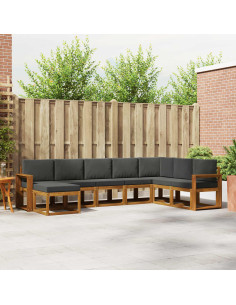 Set di divani con cuscino 8 pcs Naturale e Antracite