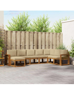 Set di divani con cuscino 8 pcs Naturale e Beige